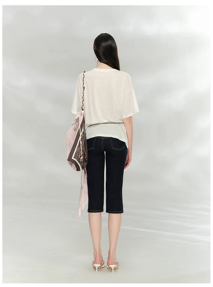 Oversized Printed Linen-Blend T-Shirt