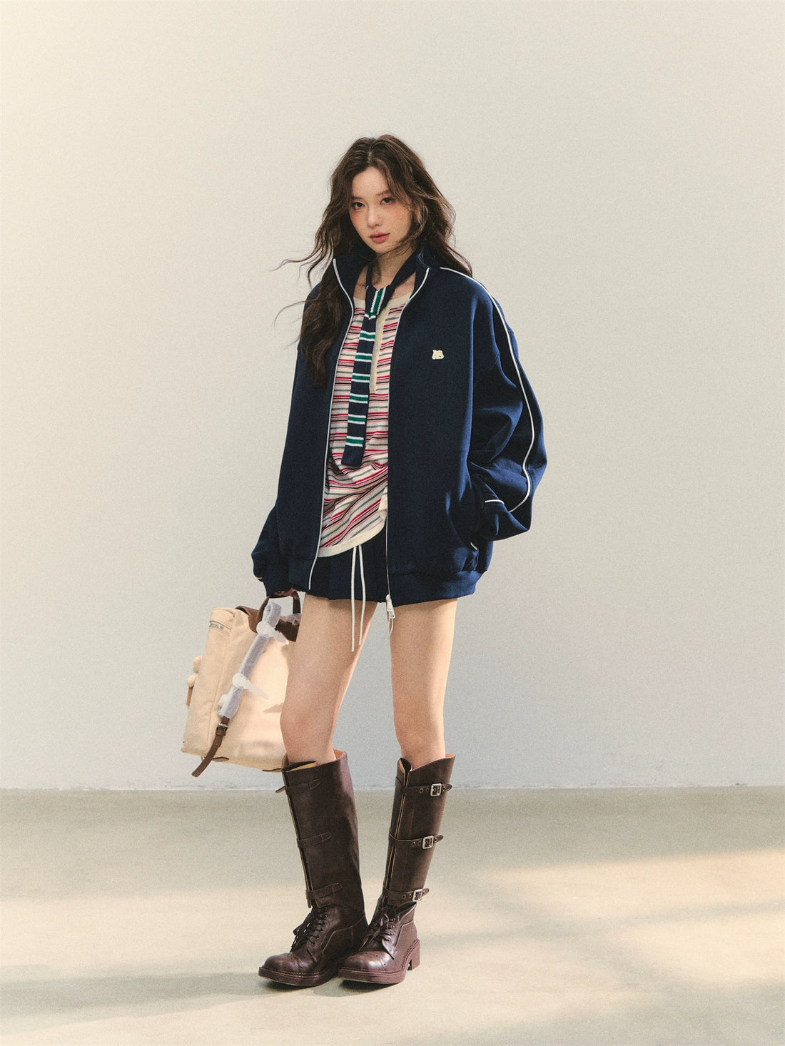 College Sports Zip-up Hoodie Cardigan