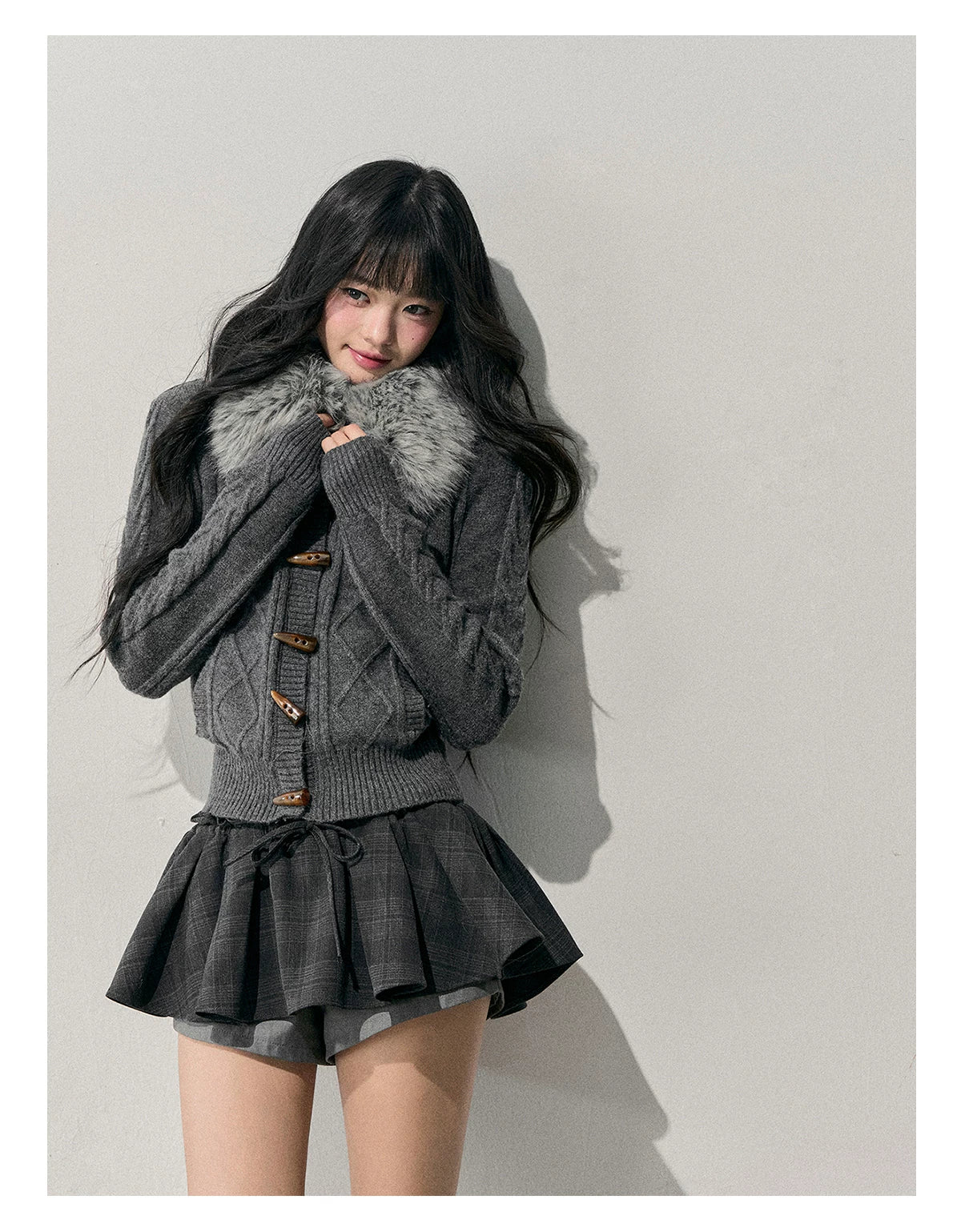 Cable Knit Toggle Cardigan Sweater