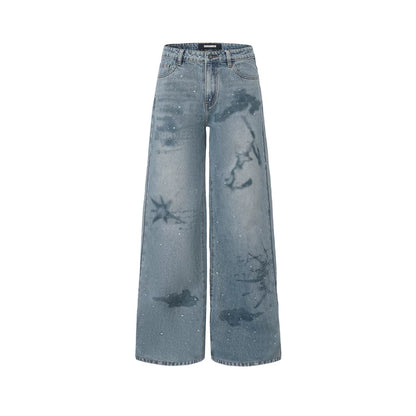 Nautical Map Straight-Leg Denim Jeans