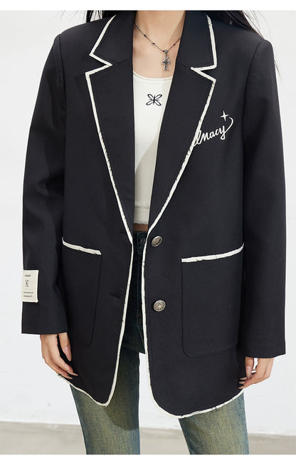 Contrast Fringe Blazer