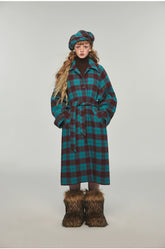 Plaid Classic  Belted Waist Woolen Overcoat - CHINASQUAD