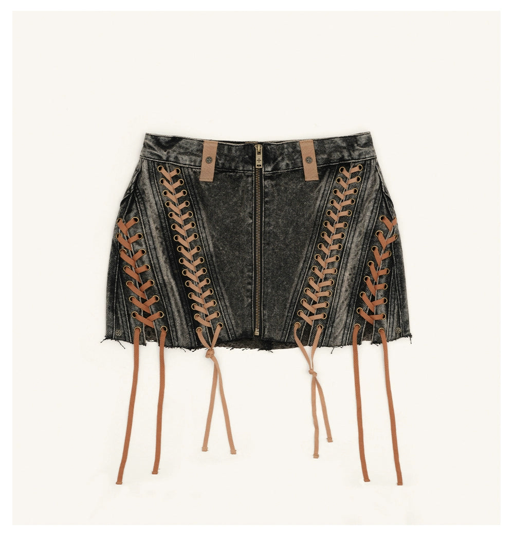 Ancient Myth Woven Utility Denim Skirt