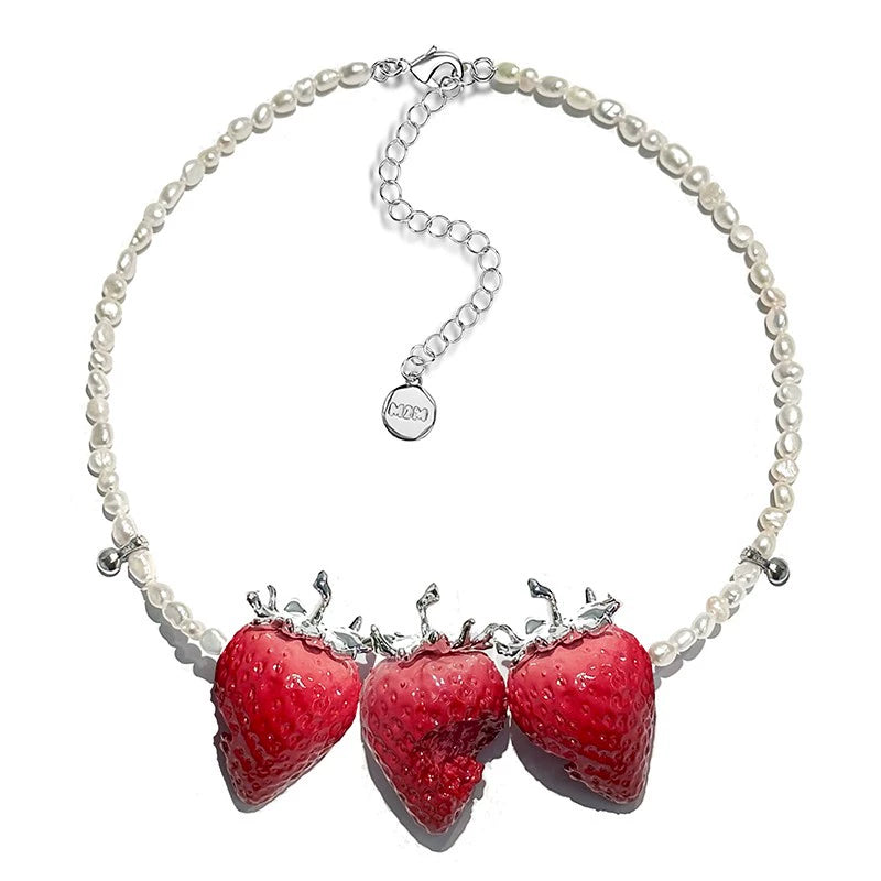 Strawberry Natural Baroque Pearl Necklace