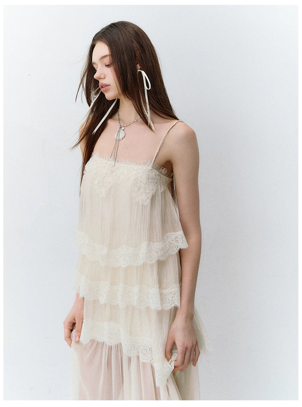 Ethereal Layered Ruffle Camisole &amp; Midi Skirt Set