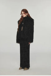 (Final Sale) Furry Long Collar Faux Fur Coat - CHINASQUAD