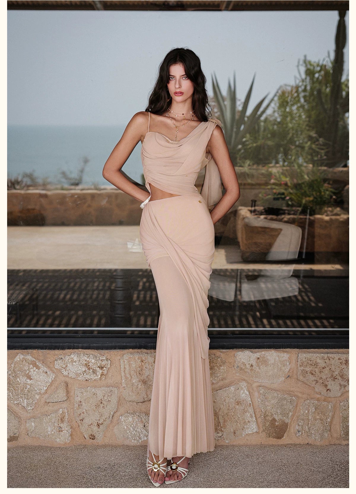 Lace Top and Mermaid Skirt Two-Piece Set