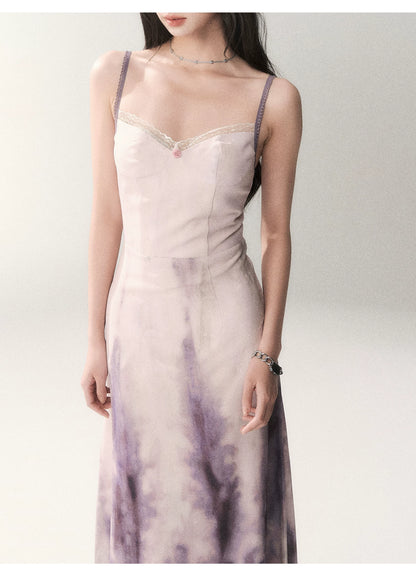 Sunset Lavender Gradient Printed Slip Maxi Dress