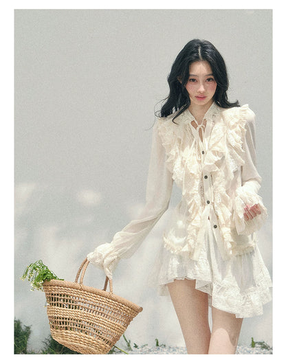 Vintage Lace Ruffle Shirt