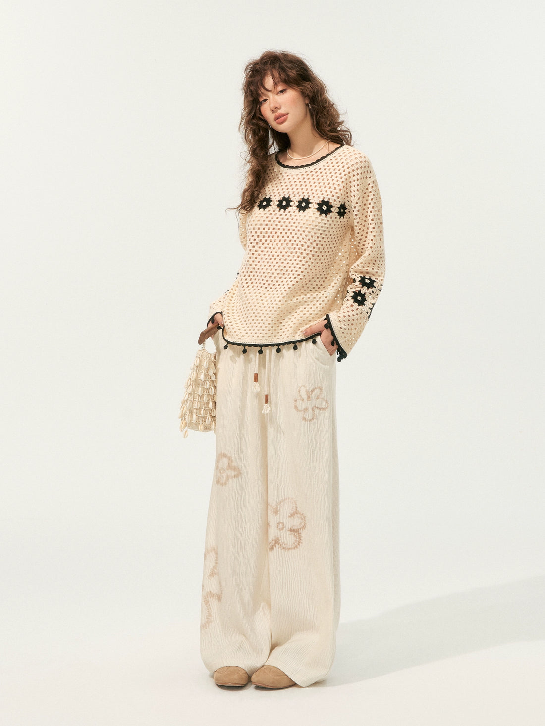Hollow Out Pullover Crochet Crewneck - CHINASQUAD