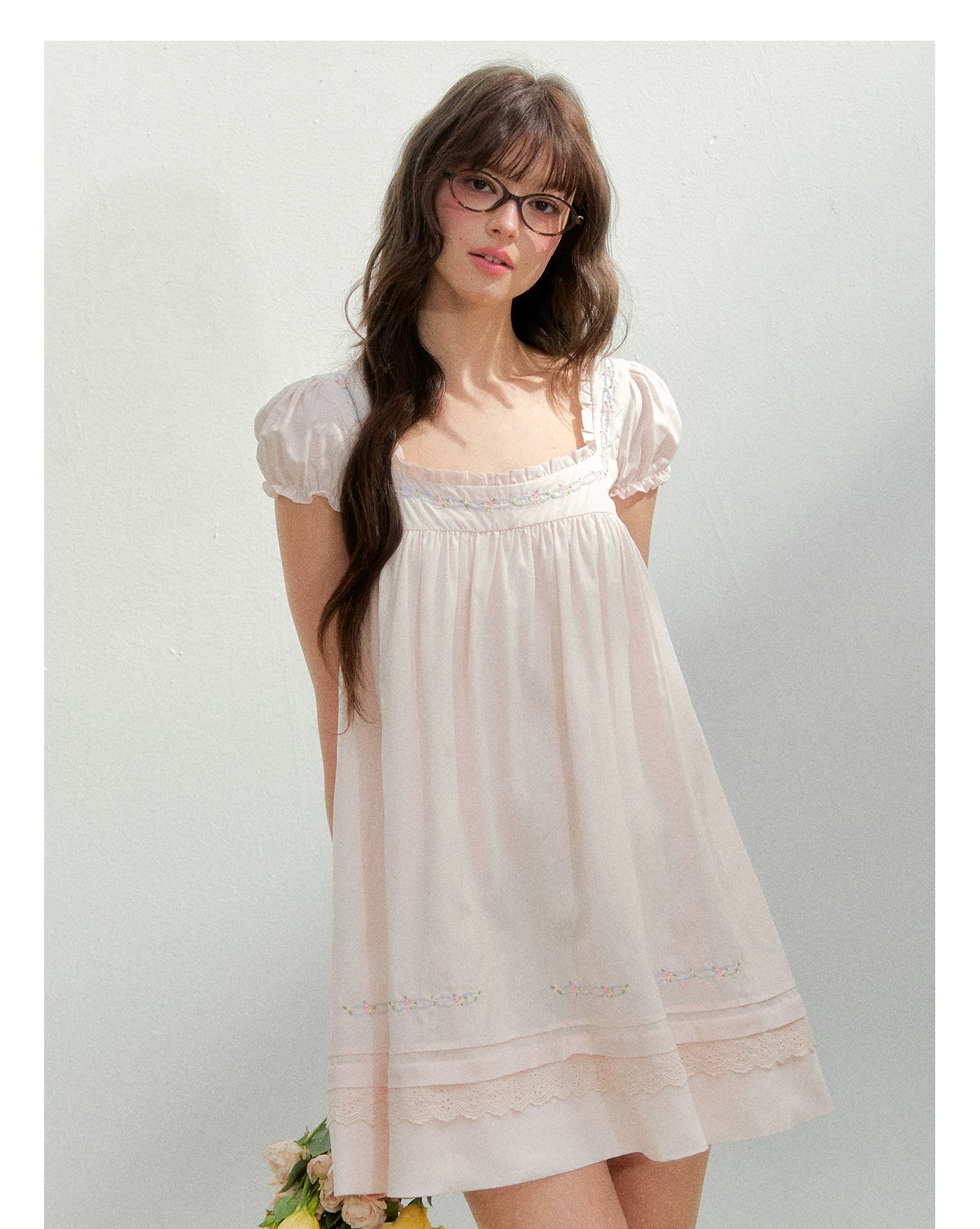 Embroidered Lace Patchwork Babydoll Dress