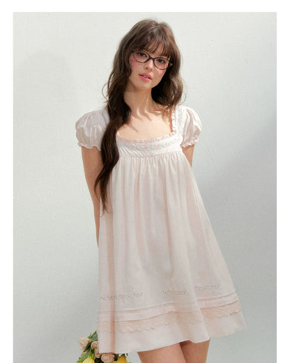 Embroidered Lace Patchwork Babydoll Dress