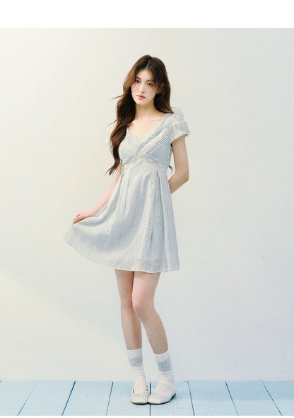 Vintage Lace Panel V-Neck Dress