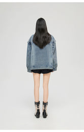 Washed Turn-down Collar Denim Jacket - CHINASQUAD