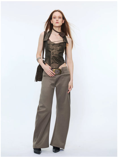 Metal-Waist Punk Tailored Trousers