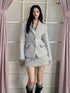 Woolen Padded Shoulder Blazer & Skirt Set - CHINASQUAD