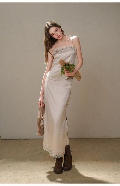 Cosagach Pearl Satin Embroidered Camisole