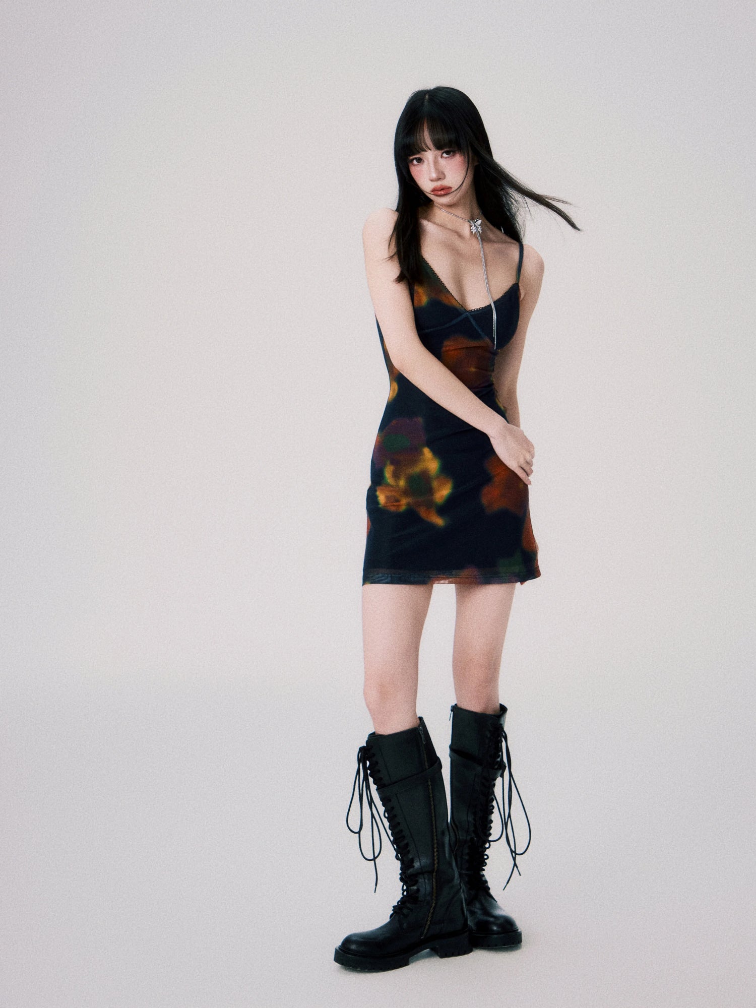 Vintage Printed Spaghetti-Strap Dress