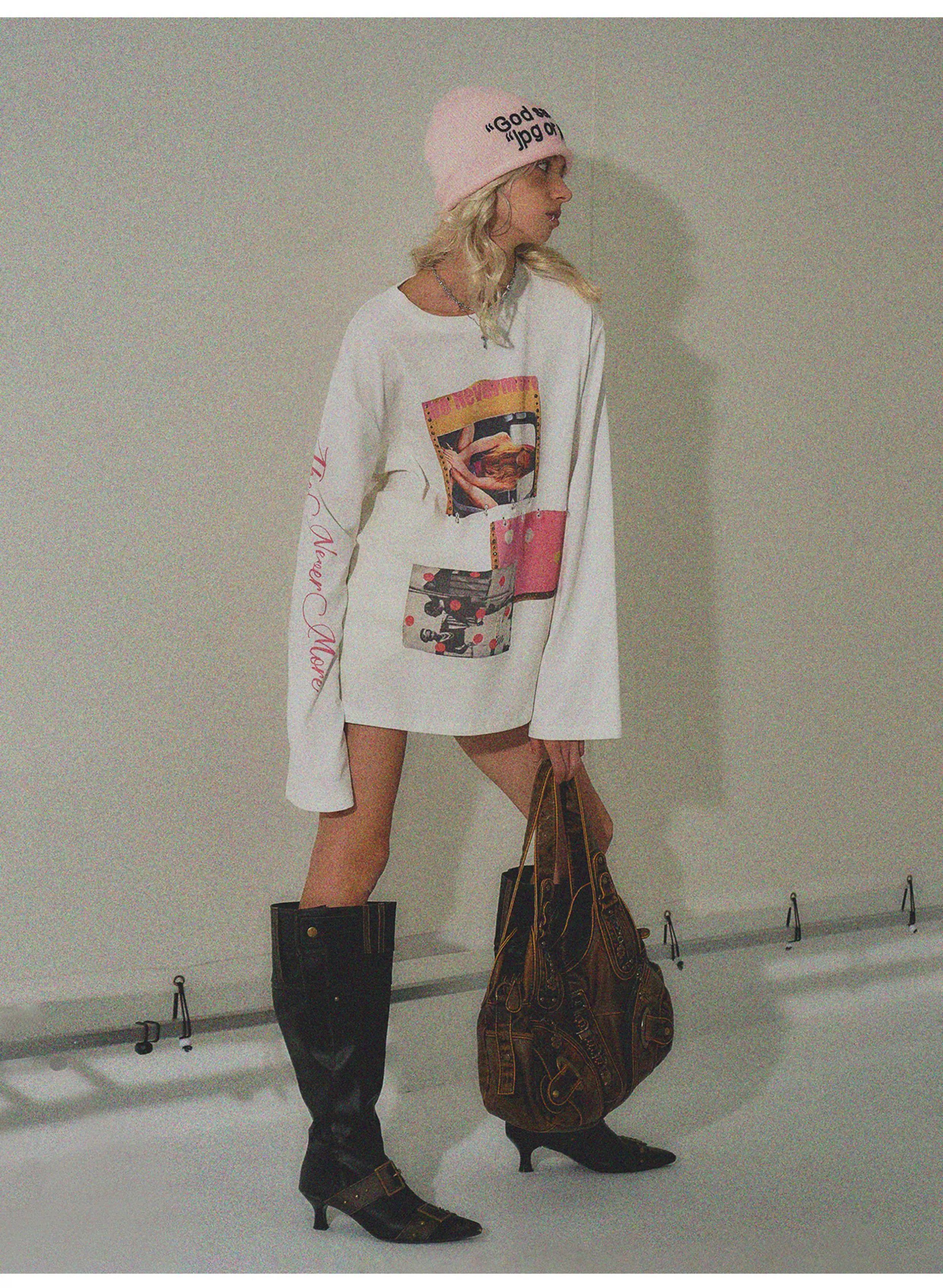 Printed Long-Sleeve Cotton Tee