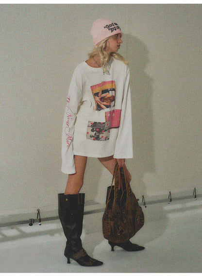Printed Long-Sleeve Cotton Tee
