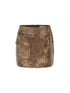 Black & Brown Distressed Wash Denim Mini Skirt - CHINASQUAD