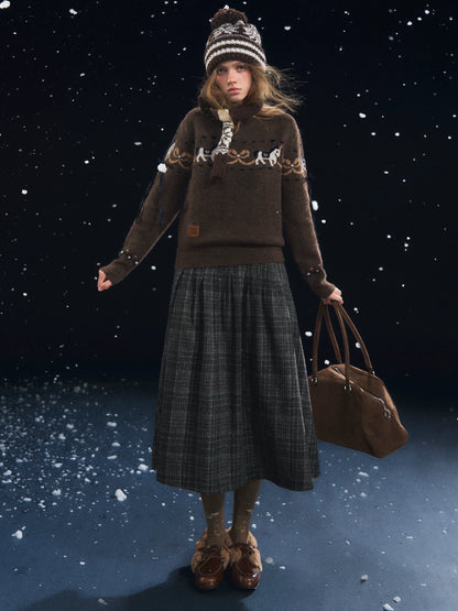 Playful Carousel Jacquard Knit Sweater