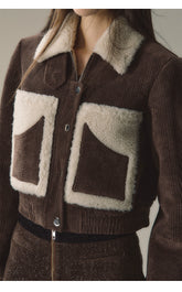 Brown Faux Fur Patchwork Short Jacket - CHINASQUAD