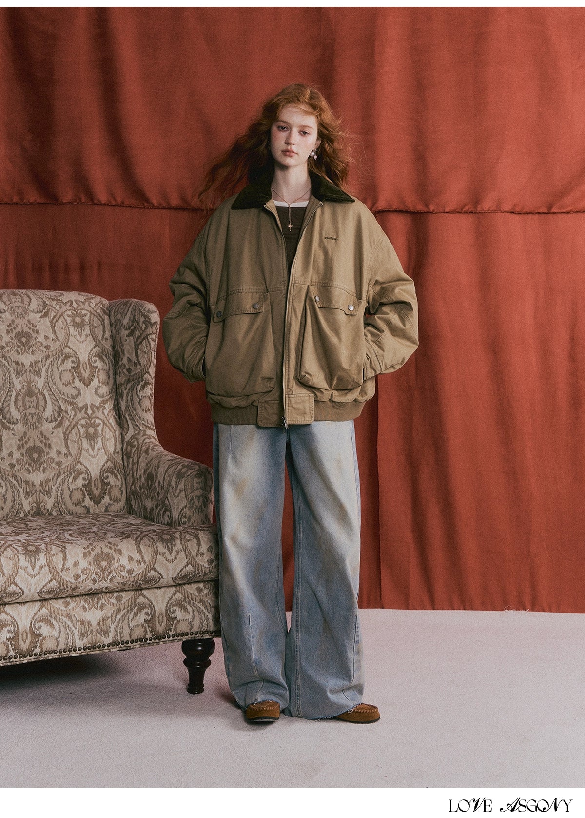 Vintage Washed Distressed Wide-Leg Denim Pants