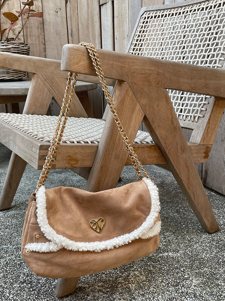 Suede Brown Pouch Bag