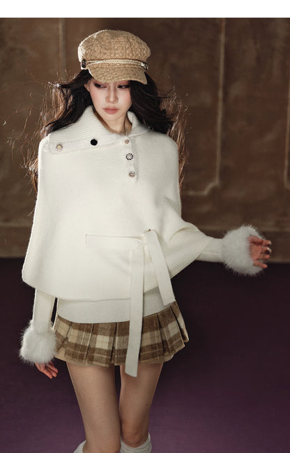 Soft Wool Plaid Pleated Mini Skirt