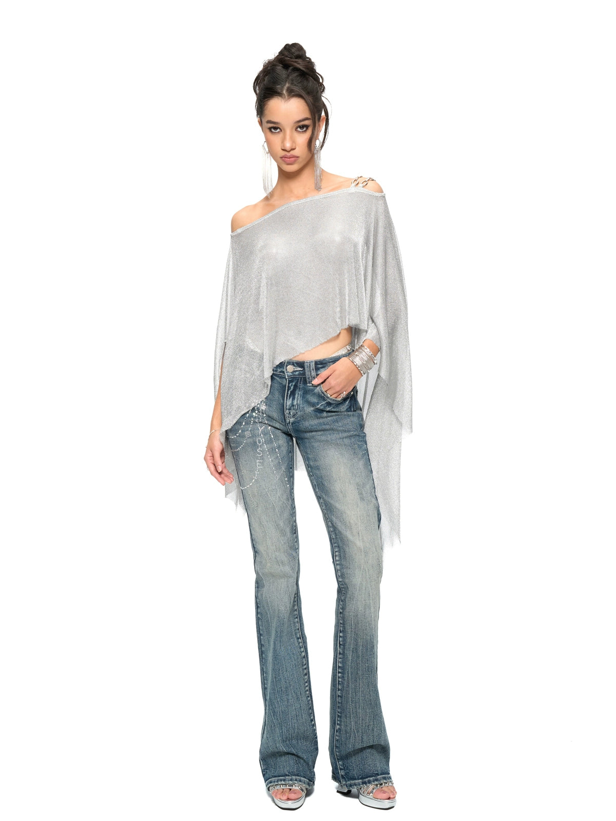 Silver Iridescent Thread Beach Cape