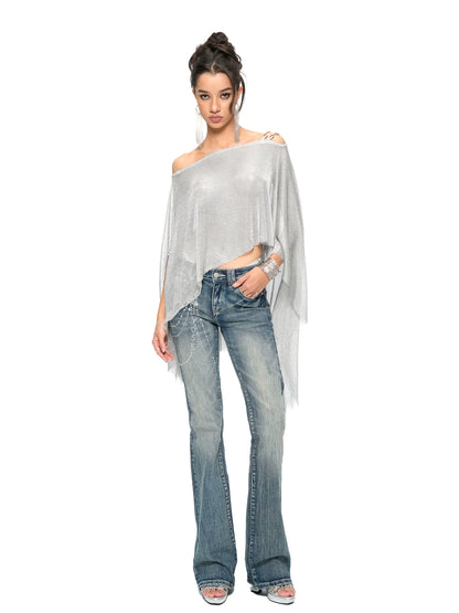 Silver Iridescent Thread Beach Cape