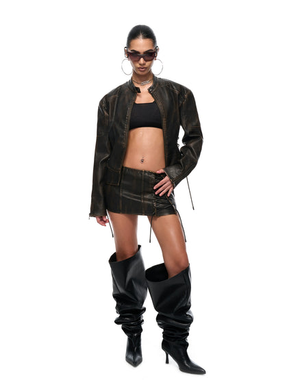 Vintage Washed Biker Leather Set