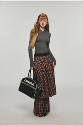 Plaid & Leopard Slim-Fit Flared Pants - CHINASQUAD