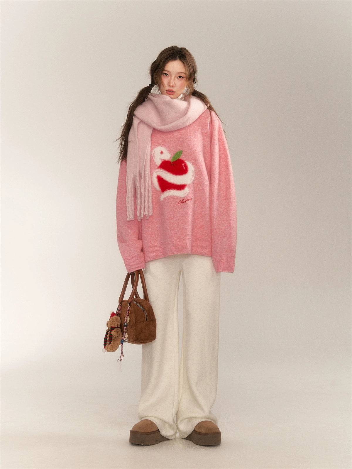 Apple Jacquard Pullover Sweater