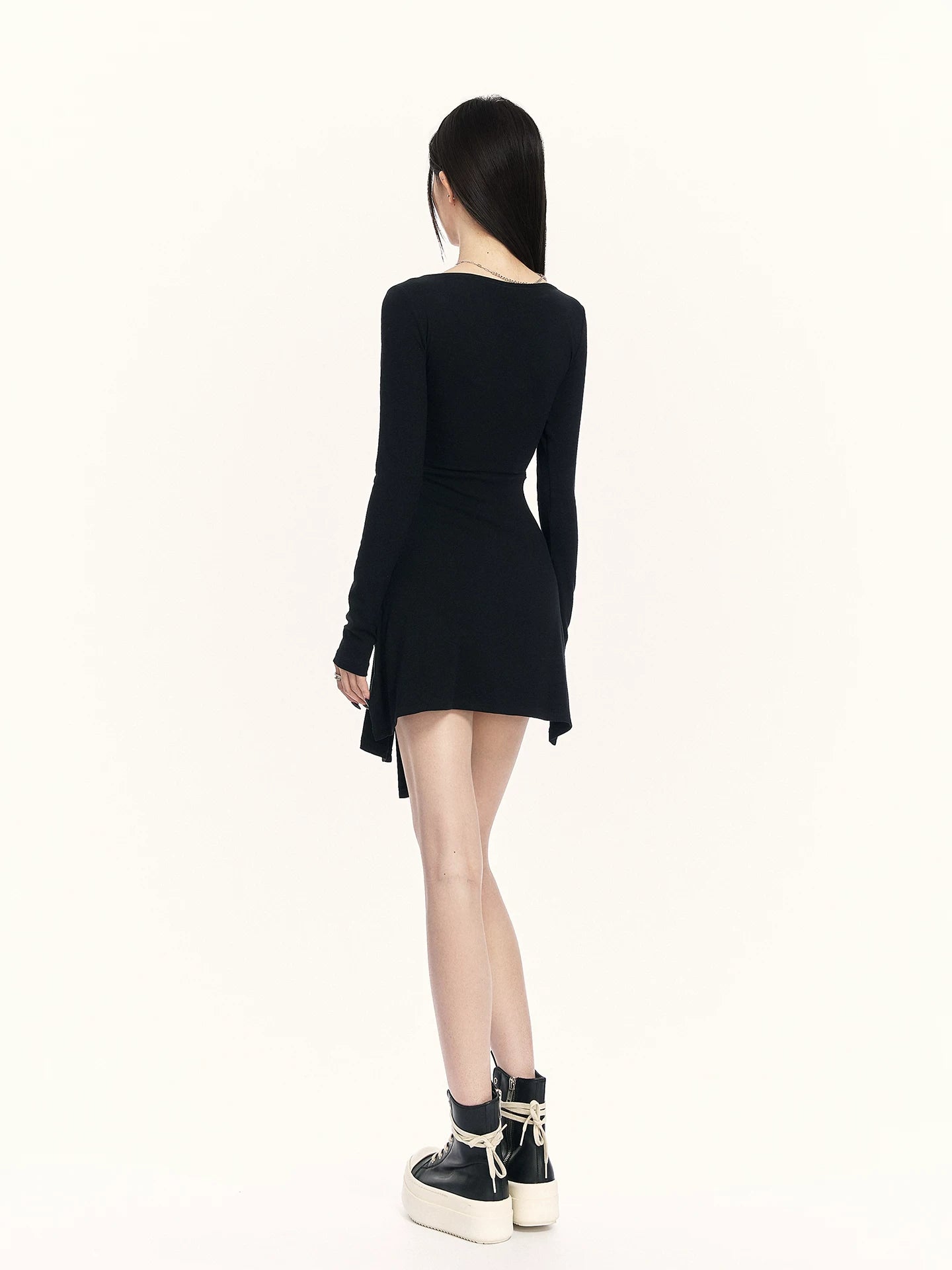 two piece bodycon dress Black Bodycon - 2-Piece Bodycon Dress - Square Neck Dress