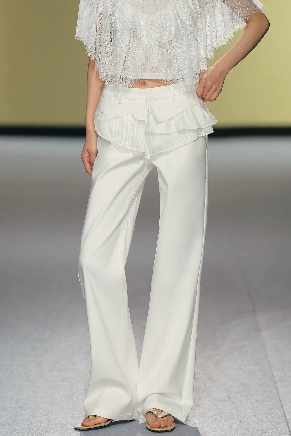 Ballet Lace-Trim Deconstructed Flare Pants