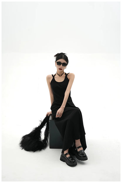 American Street-Style Slim-Fit Camisole Maxi Dress