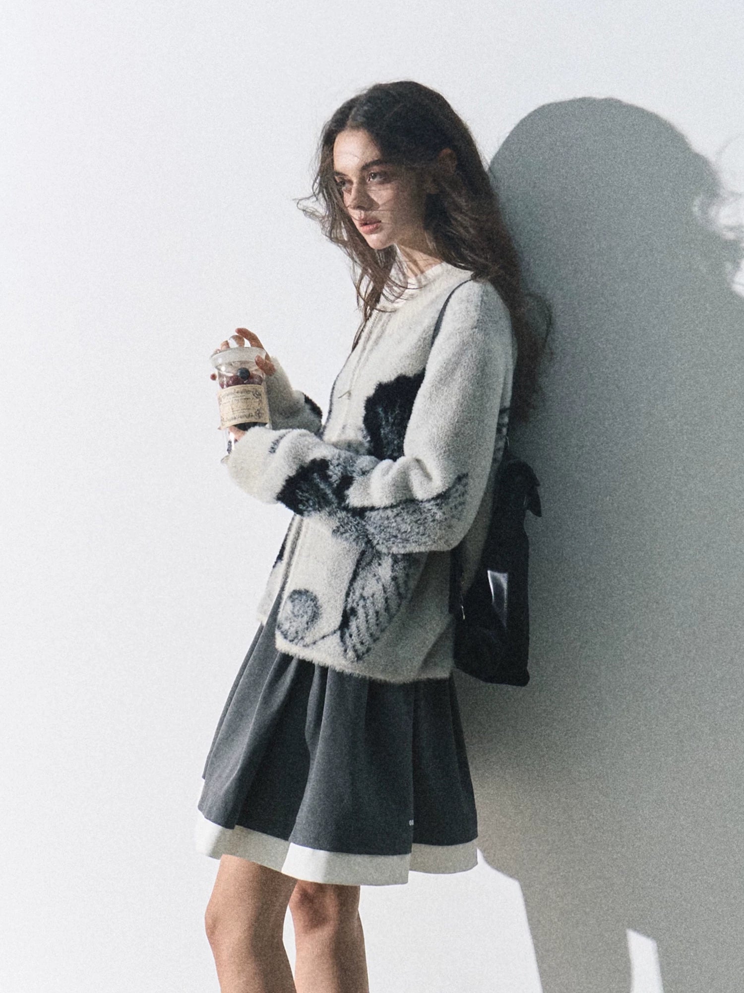 Double-Zip Jacquard Knit Cardigan