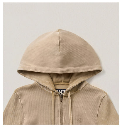Wild Vintage Zip-up Cropped  Hoodie