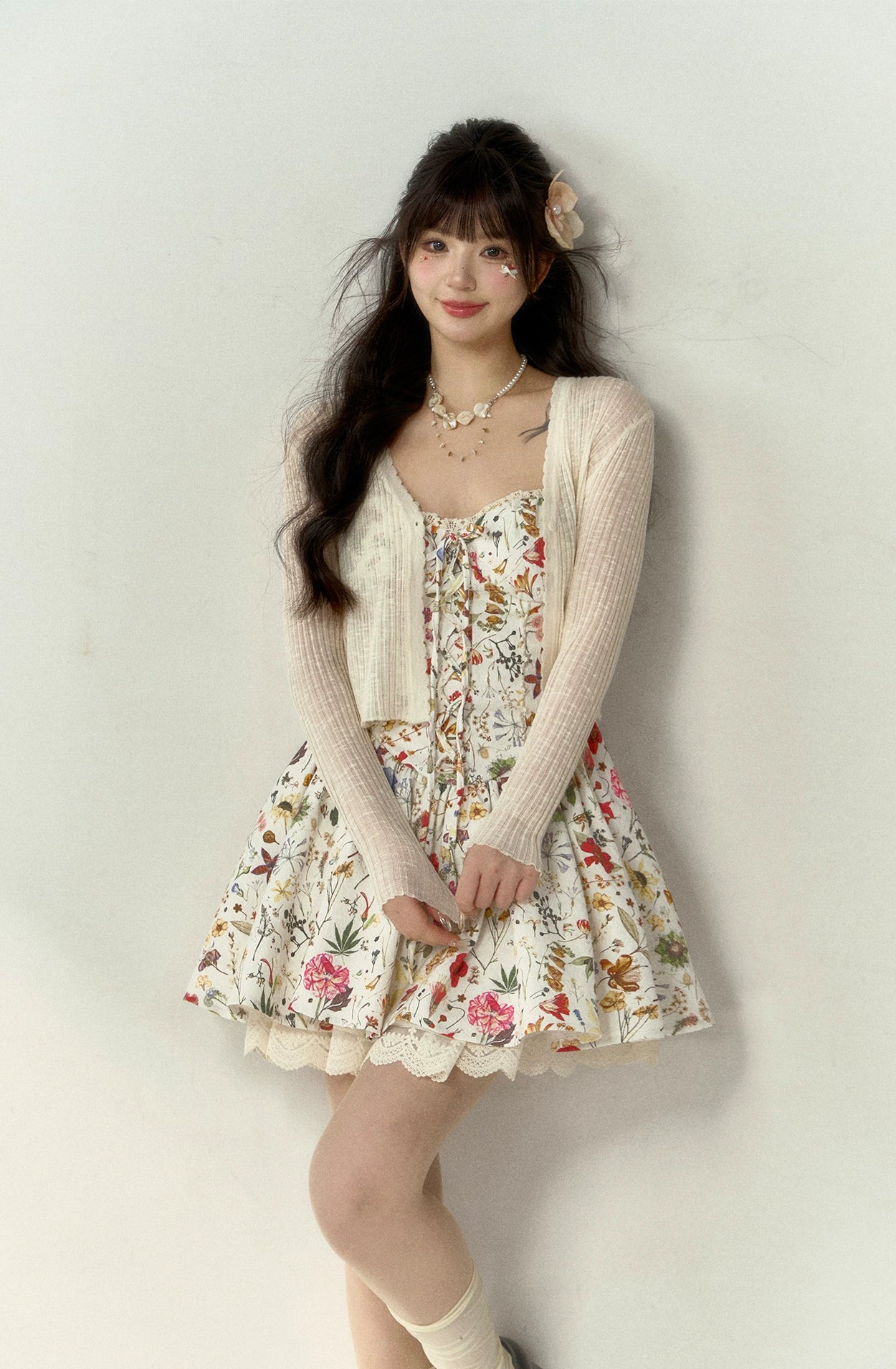 French-style Suspender Spring Floral Dress