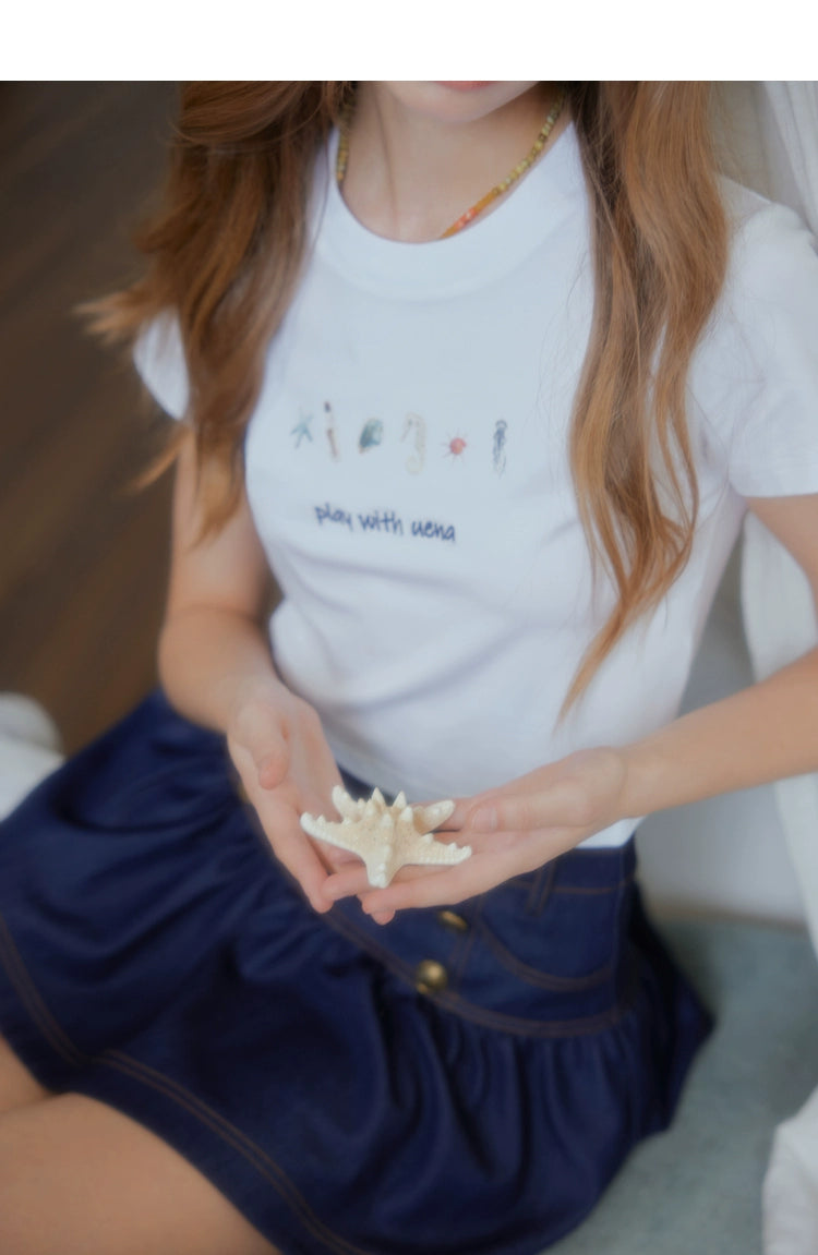 White Letter Print T-shirt