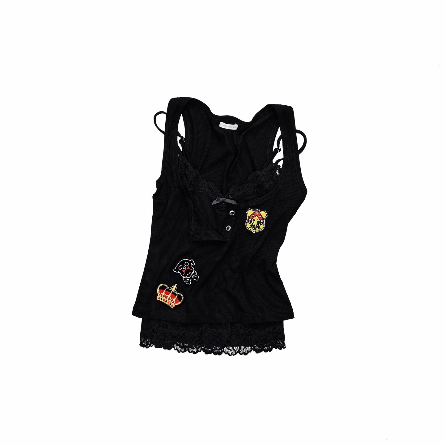 Layered Lace Patch Slim Knit Tank