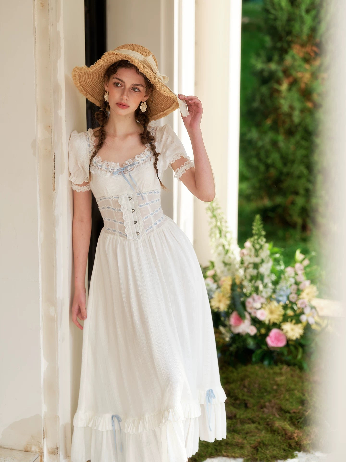 Beloved White Pages Corset Maxi Dress