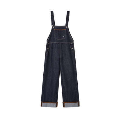 Raw Denim Cuffed Overalls - CHINASQUAD