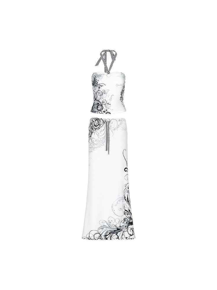 Rhinestone Halter Top &amp; Maxi Skirt Set