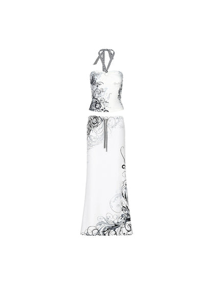 Rhinestone Halter Top &amp; Maxi Skirt Set