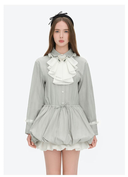 Smocked Bouquet Sleeve Waist-Cinching Mini Dress