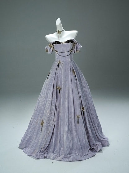 Opulent Lavender Smoke Couture Gown