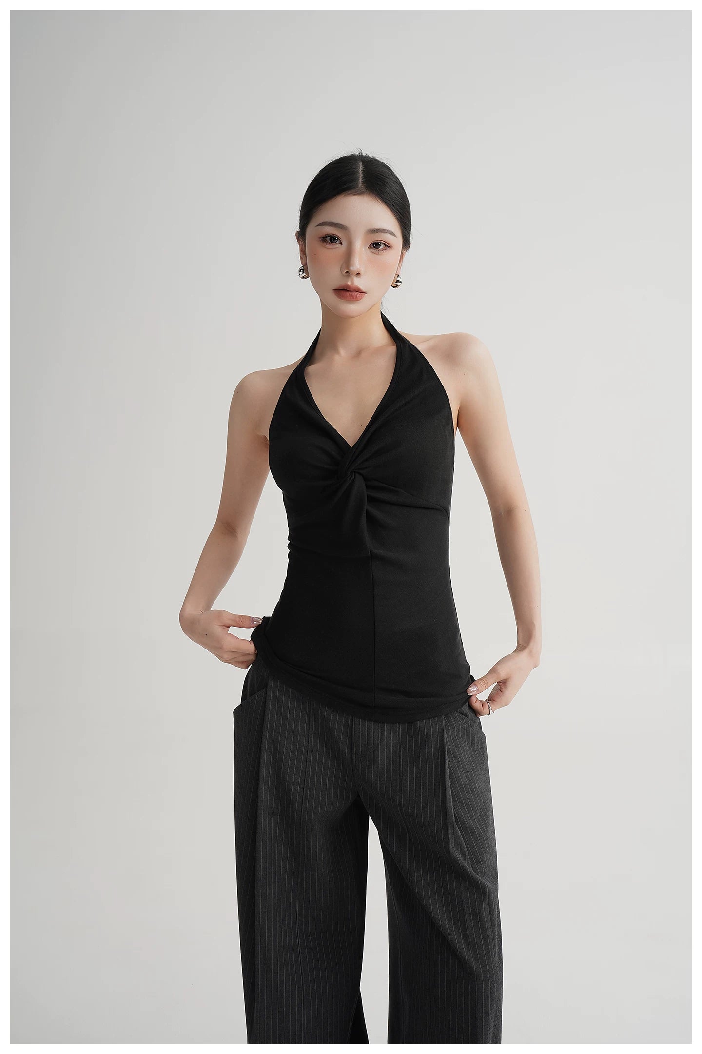 Silk-Blend Draped Halterneck Camisole
